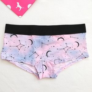 Victoria's Secret VS PINK Logo Boyshorts Panties medium stars galaxy new nwt